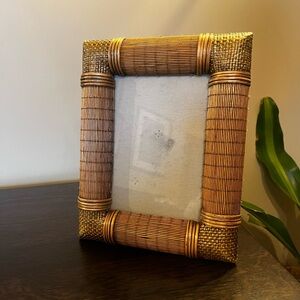 Vintage Argento Cane Rattan Picture Frame Bohemian Chic MCM 5” x 7”